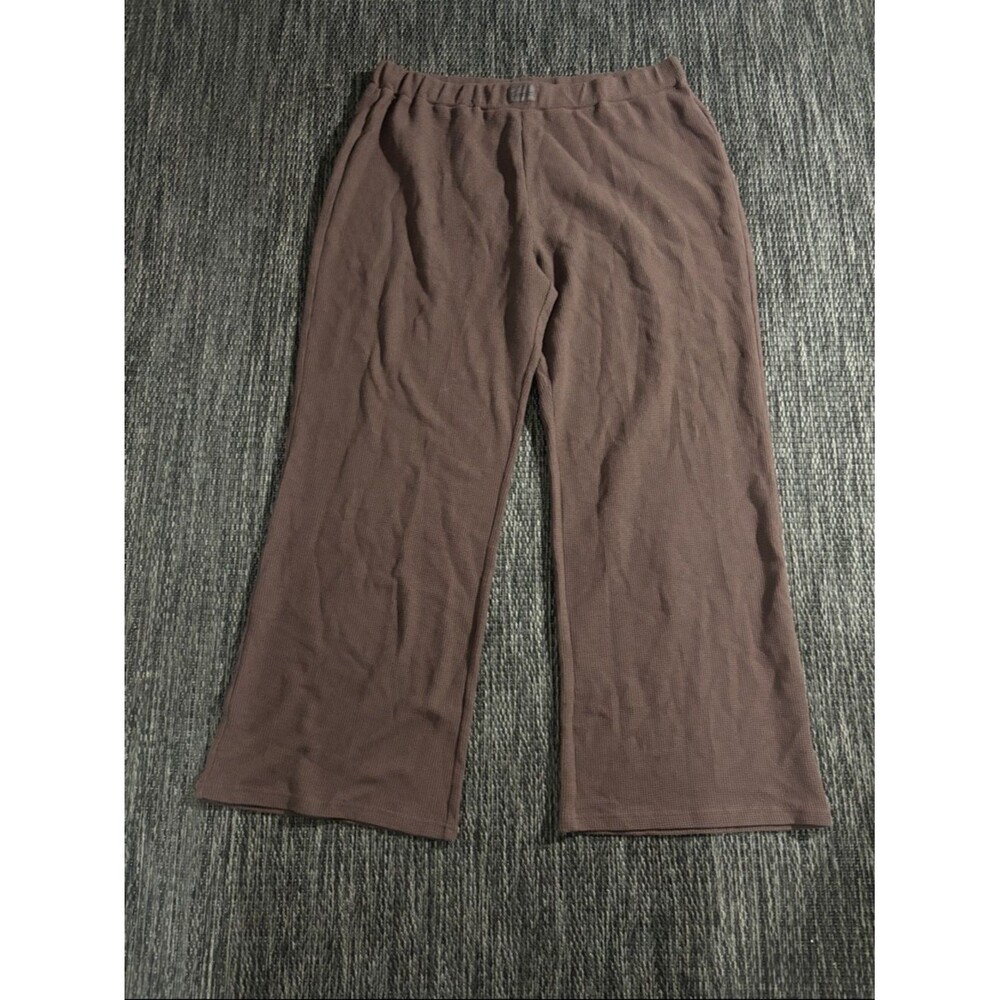 Comfrt Waffle Lounge Pants Comfy Straight Leg Elastic Waist Brown Men's 3XL